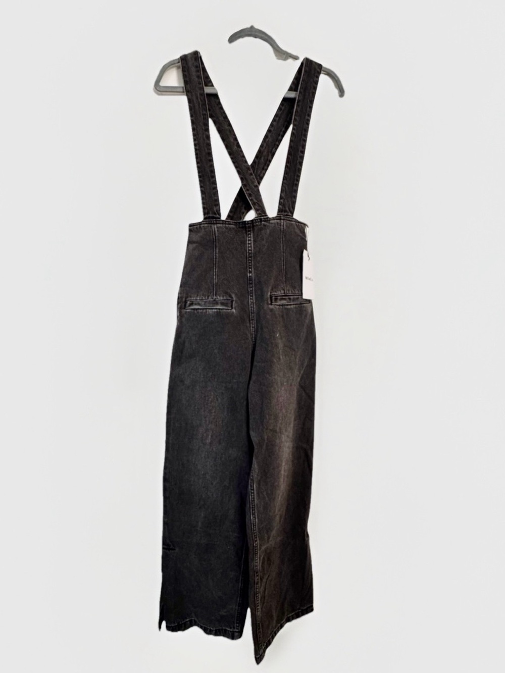 MO&Co. Washed Black Denim Wide Leg Overalls Jumpsuit - NWT Size S (2/4)